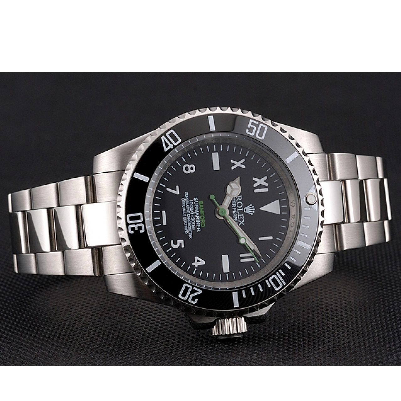 Rolex aaa copy Numerals Bracelet And Black Steel Dial Bezel Bamford Rolex Roman Submariner Black Case Stainless With 0630